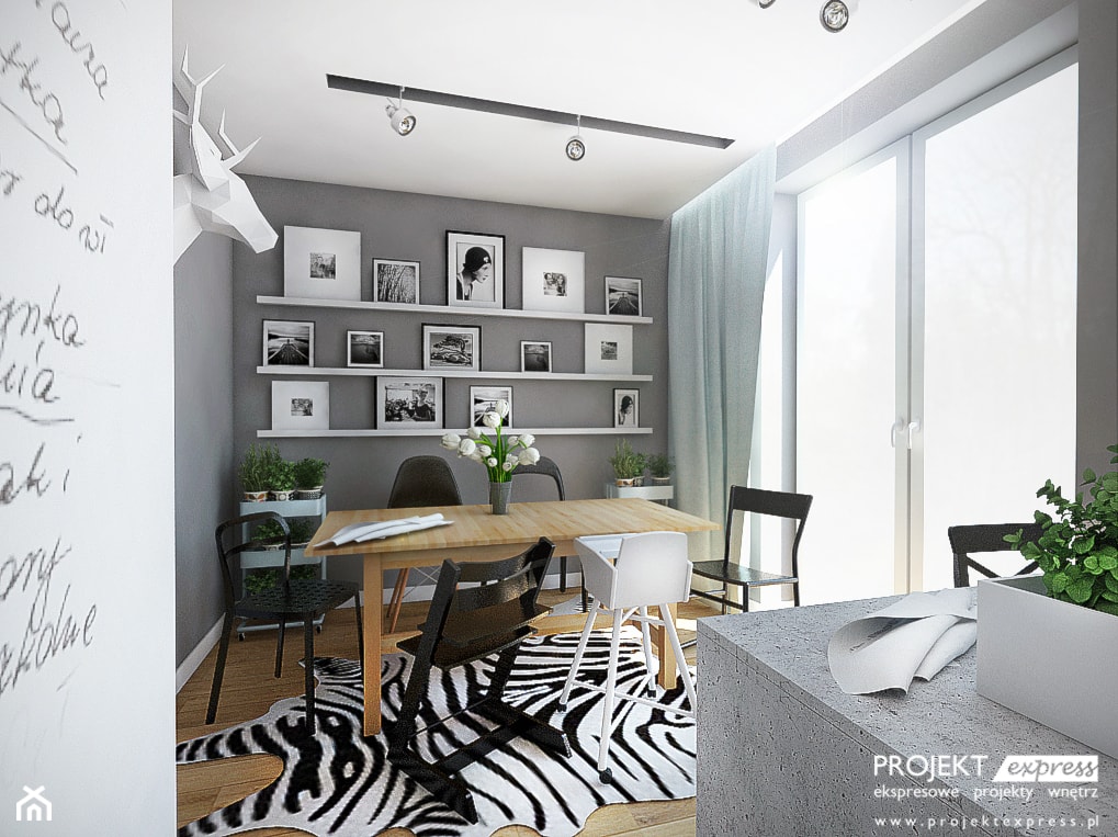 Jadalnia z dywanem imitującym zebrę - zdjęcie od PROJEKT express - Homebook