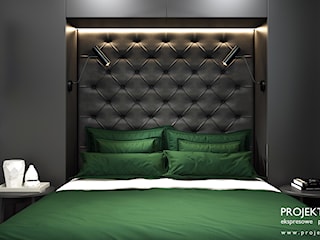 Elegancki apartament - 32 mkw - jodełka na podłodze, tapicerowane łóżko, zieleń