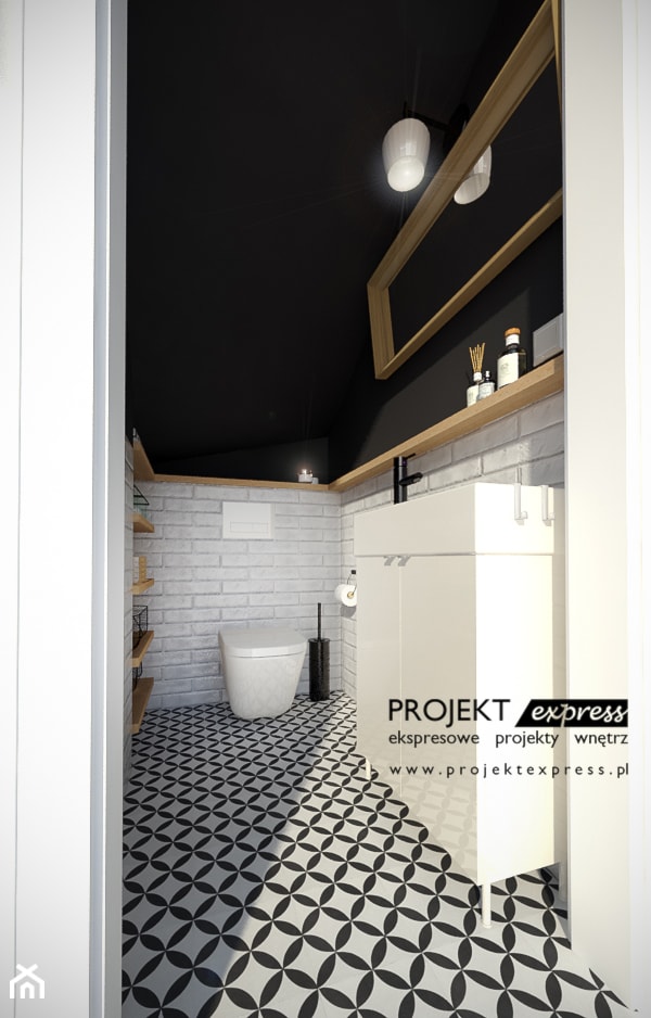 Toaleta pod schodami - 1,7 mkw - w dwóch wersjach - klasyczna vs. nowoczesna - zdjęcie od PROJEKT express
