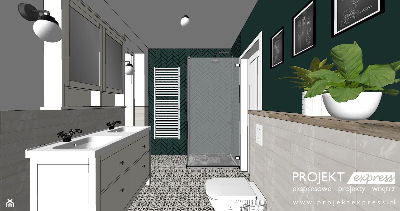 Komfortowa łazienka na poddaszu - 8,5 mkw - dwie umywalki, wanna, prysznic, bidet, wc - zdjęcie od PROJEKT express - Homebook