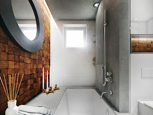 Łazienka z wanną w stylu SPA z drewnopodobną płytką - tylko 5 mkw - zdjęcie od PROJEKT express
