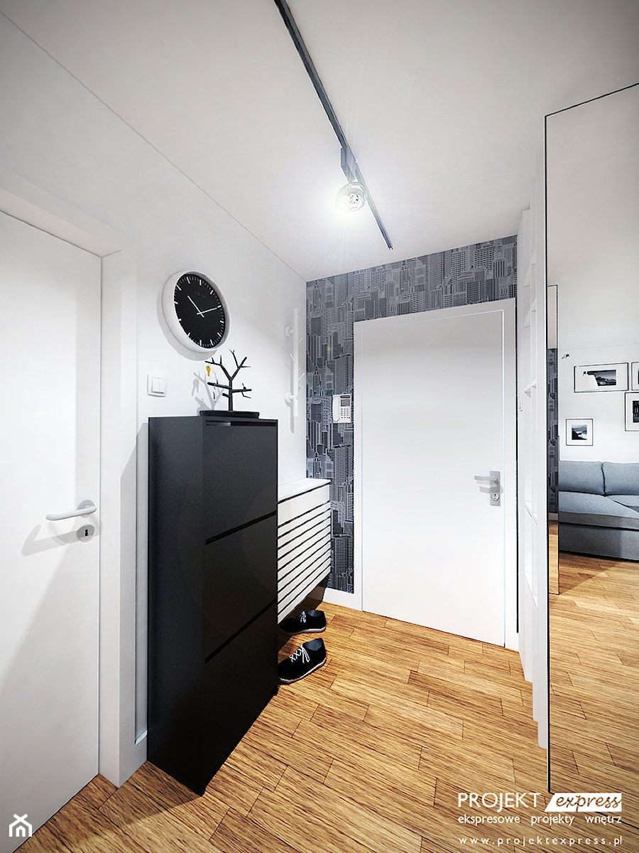 Strefa dzienna mieszkania w bloku - salon i korytarz - 31 mkw - zdjęcie od PROJEKT express