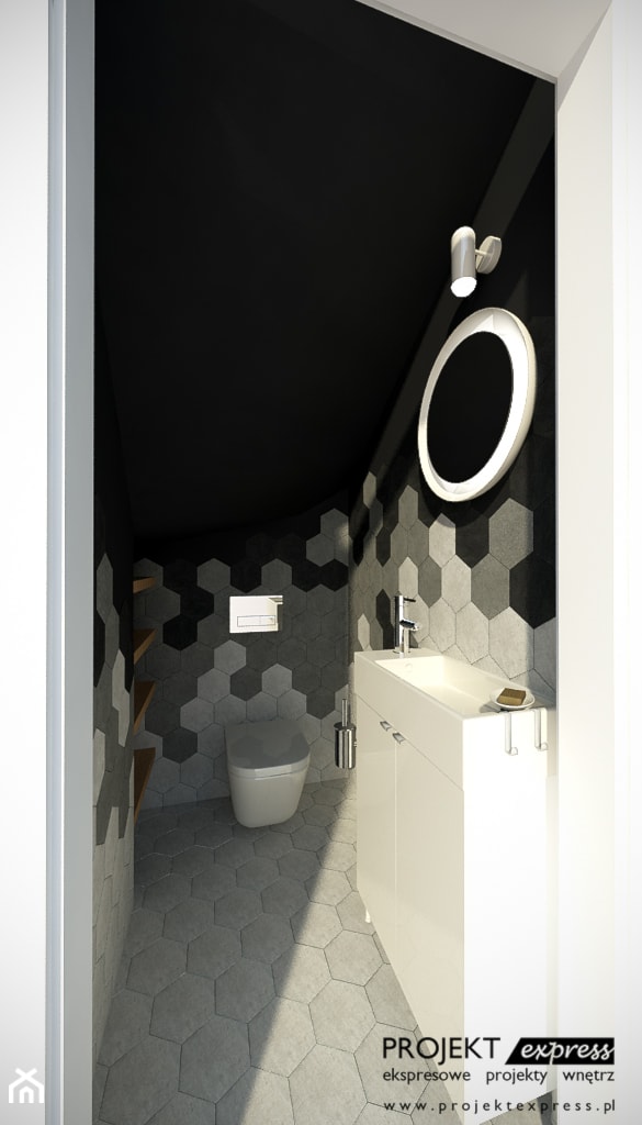 Toaleta pod schodami - 1,7 mkw - w dwóch wersjach - klasyczna vs. nowoczesna - zdjęcie od PROJEKT express - Homebook