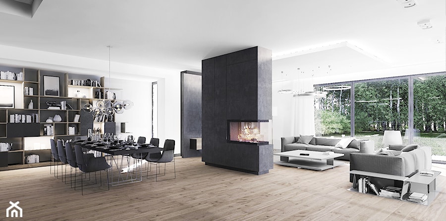 wnętrza - dom pod lasem - Salon, styl nowoczesny - zdjęcie od Architekci