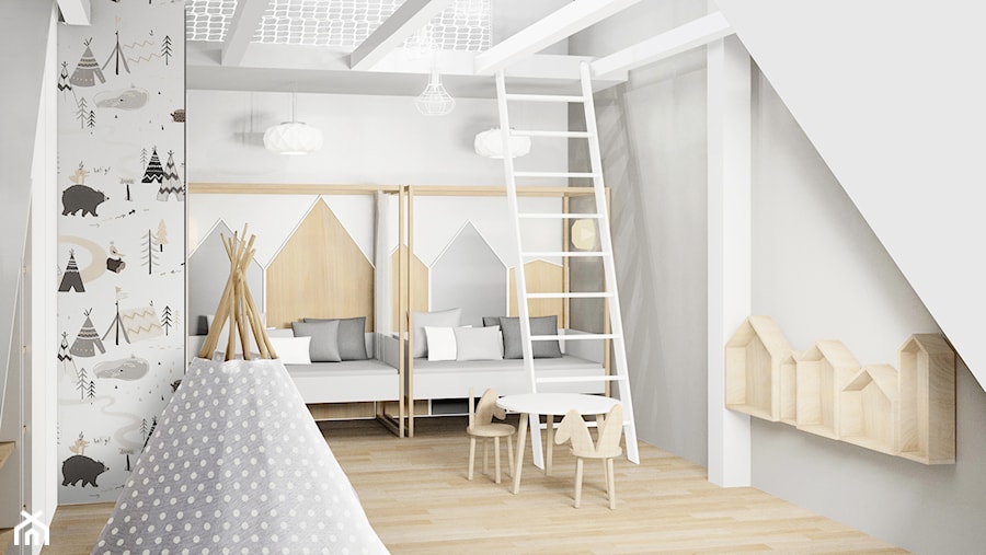 wnętrza w domu tradycyjnym - Pokój dziecka, styl skandynawski - zdjęcie od Architekci