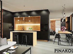 Salon z kuchnią w stylu industrialnym - zdjęcie od Pinakolada