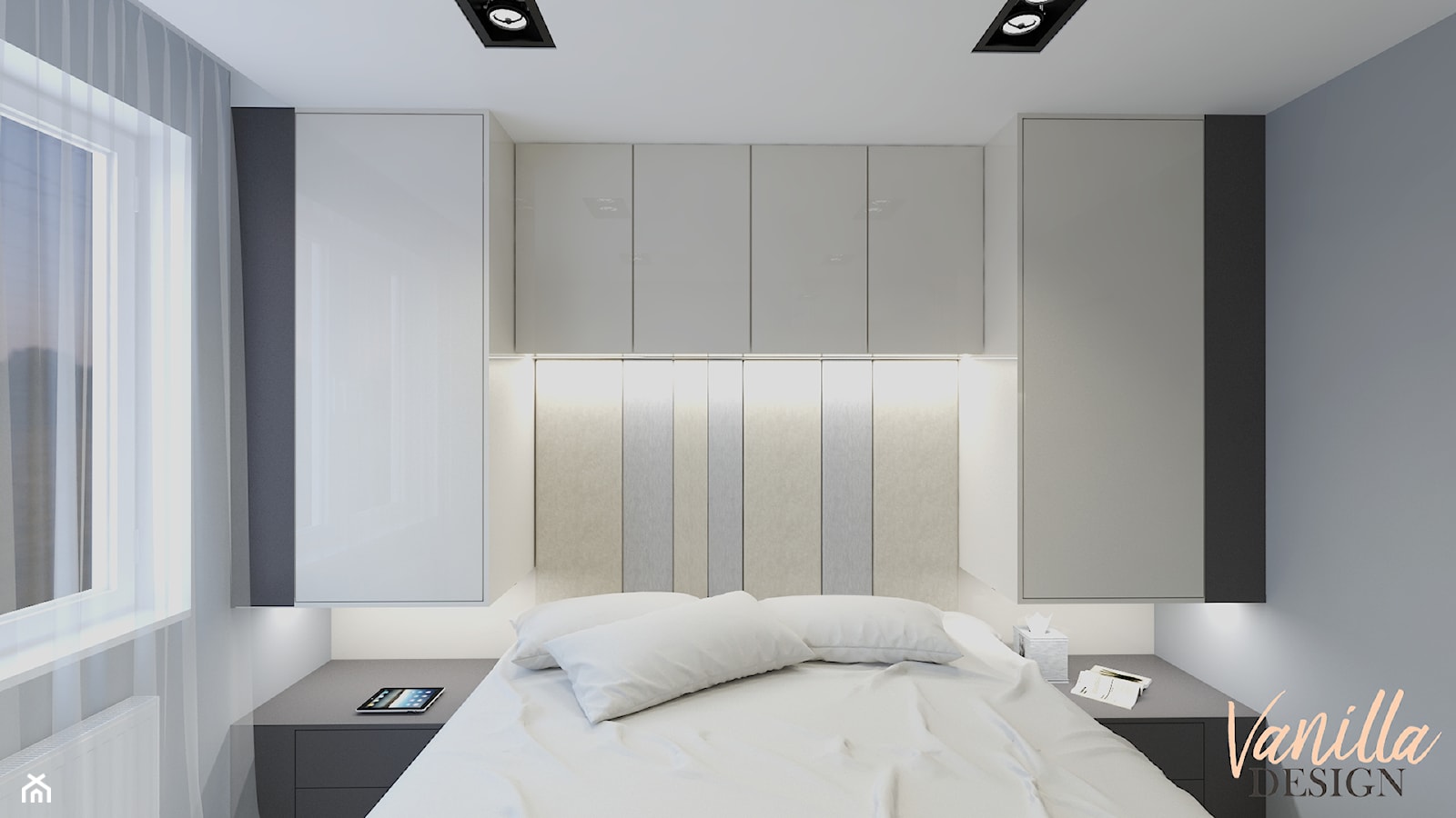 Projekt nowoczesnego mieszkania w Łęcznej - Sypialnia, styl nowoczesny - zdjęcie od Vanilla Design Pracownia Projektowania Wnętrz - Homebook