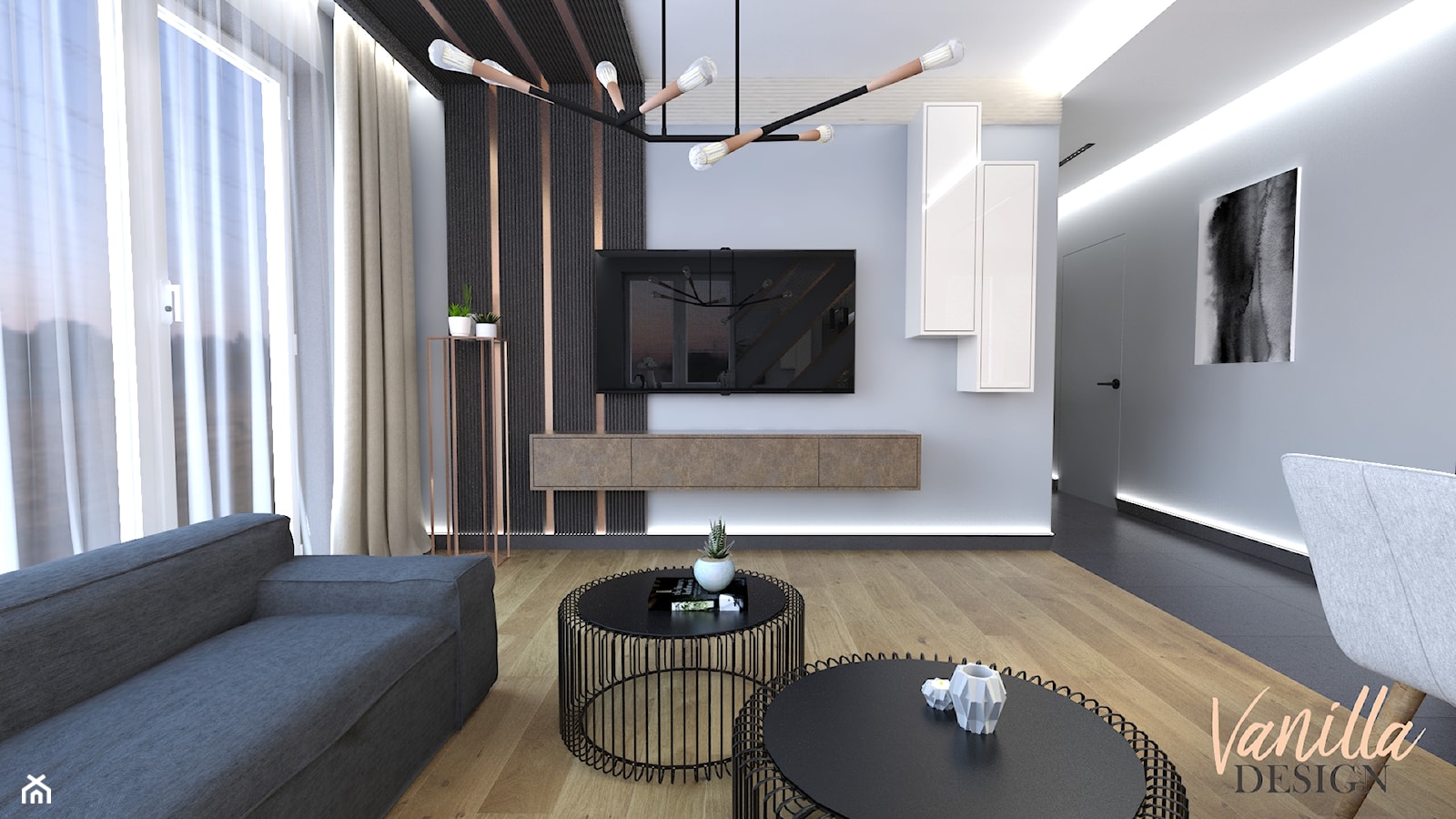 Projekt nowoczesnego mieszkania w Łęcznej - Salon, styl nowoczesny - zdjęcie od Vanilla Design Pracownia Projektowania Wnętrz - Homebook