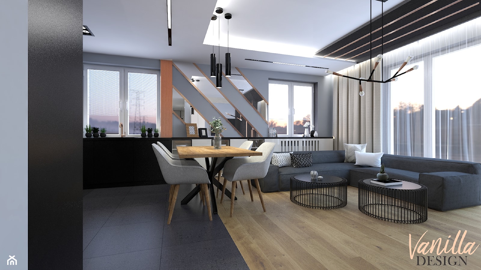 Projekt nowoczesnego mieszkania w Łęcznej - Salon, styl nowoczesny - zdjęcie od Vanilla Design Pracownia Projektowania Wnętrz - Homebook