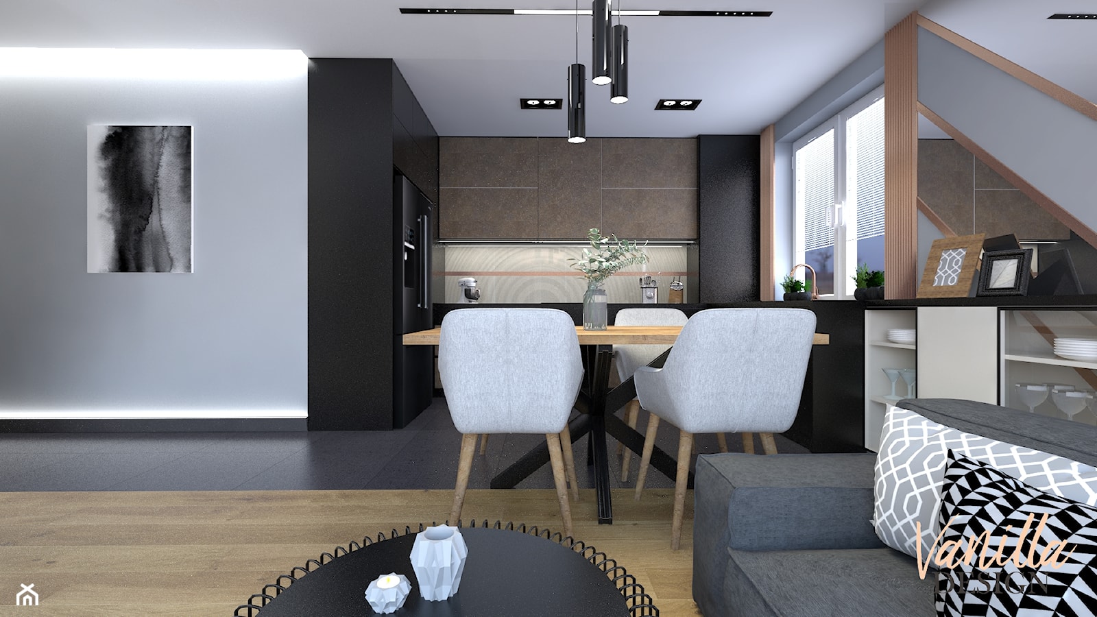 Projekt nowoczesnego mieszkania w Łęcznej - Jadalnia, styl nowoczesny - zdjęcie od Vanilla Design Pracownia Projektowania Wnętrz - Homebook