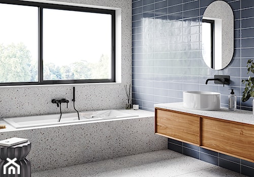Besco Modern - Średnia jako pokój kąpielowy z marmurową podłogą łazienka z oknem, styl vintage - zdjęcie od Besco_eu