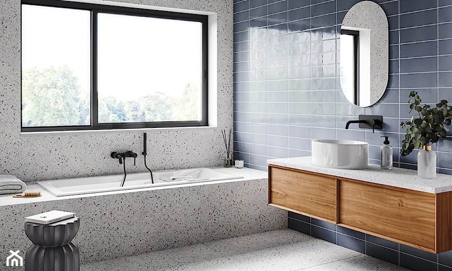 Besco Modern - Średnia jako pokój kąpielowy z marmurową podłogą łazienka z oknem, styl vintage - zdjęcie od Besco_eu