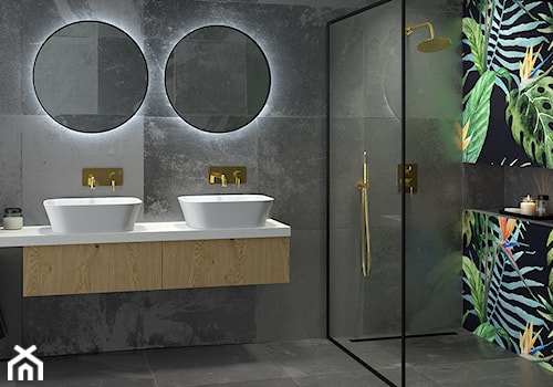 Besco Walkin Toca - Duża bez okna z lustrem z dwoma umywalkami łazienka, styl glamour - zdjęcie od Besco_eu