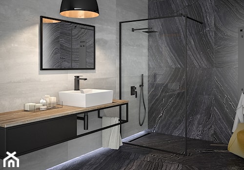 Inspiracje - Średnia z marmurową podłogą łazienka, styl nowoczesny - zdjęcie od Besco_eu