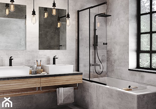 Besco Loft - Średnia z dwoma umywalkami łazienka z oknem, styl industrialny - zdjęcie od Besco_eu