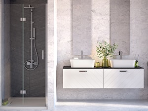 Szafki łazienkowe Besco Floo - Średnia z dwoma umywalkami łazienka, styl tradycyjny - zdjęcie od Besco_eu