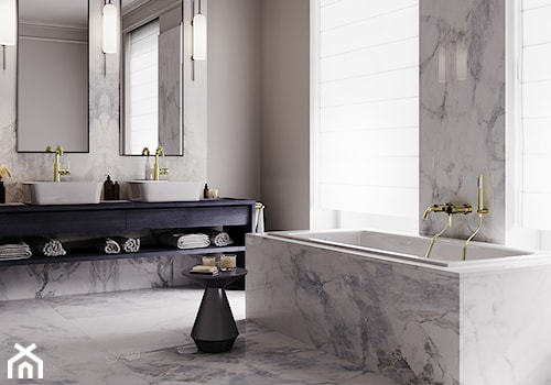 Besco Talia Slim - Duża z lustrem z dwoma umywalkami łazienka z oknem, styl tradycyjny - zdjęcie od Besco_eu