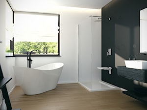 Inspiracje - Średnia z punktowym oświetleniem łazienka z oknem, styl minimalistyczny - zdjęcie od Besco_eu