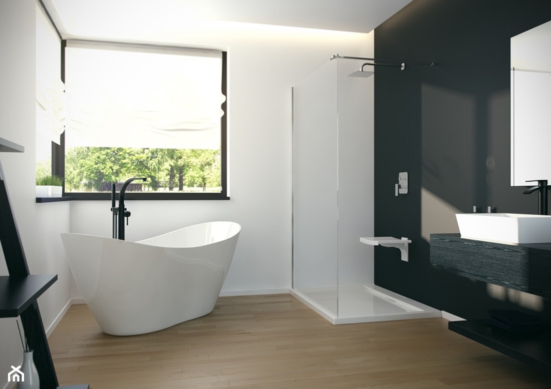 Inspiracje - Średnia z punktowym oświetleniem łazienka z oknem, styl minimalistyczny - zdjęcie od Besco_eu - Homebook