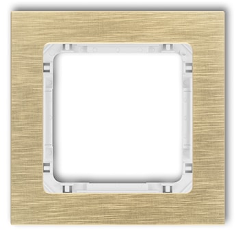 KARLIK DECO Ramka uniwersalna pojedyncza – aluminium szczotkowane (ramka: kolor mosiężny, spód: biały) 