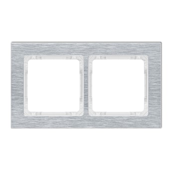 KARLIK DECO Ramka uniwersalna podwójna – aluminium szczotkowane (ramka: srebrna, spód: biały)