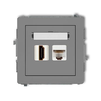 KARLIK Mechanizm gniazda pojedynczego HDMI + gniazda komp. poj. 1xRJ45, kat. 5e, 8-stykowy