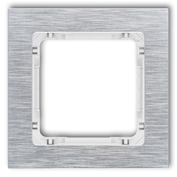 KARLIK DECO Ramka uniwersalna pojedyncza – aluminium szczotkowane (ramka: srebrna, spód: biały)