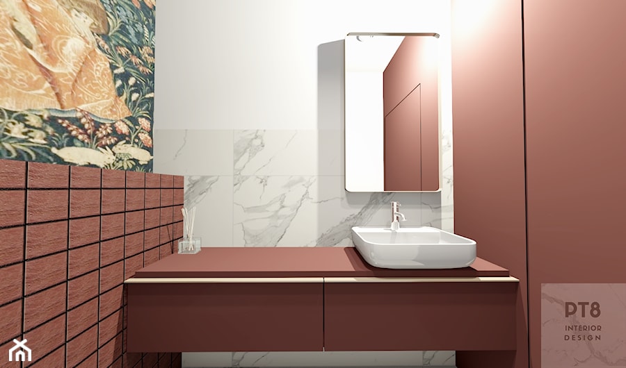 Projekt Terracotta WC toaleta dla gości - zdjęcie od PT8 INTERIOR DESIGN Magdalena Lech Biuro projektowania wnętrz