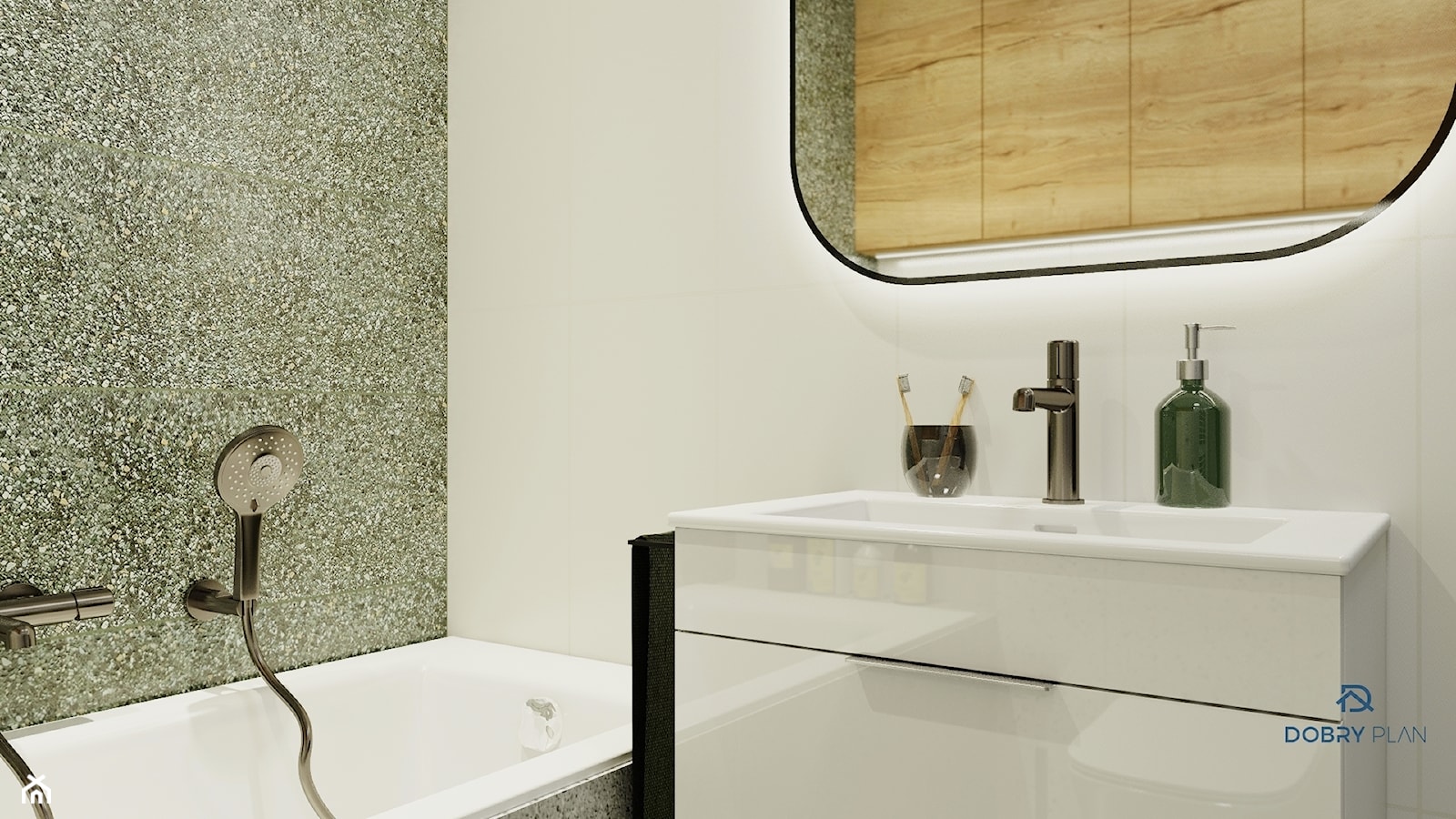 Łazienka z zielonym lastryko - zdjęcie od Projektowanie wnętrz Dobry Plan - Homebook