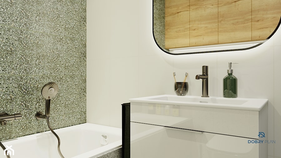 Łazienka z zielonym lastryko - zdjęcie od Projektowanie wnętrz Dobry Plan