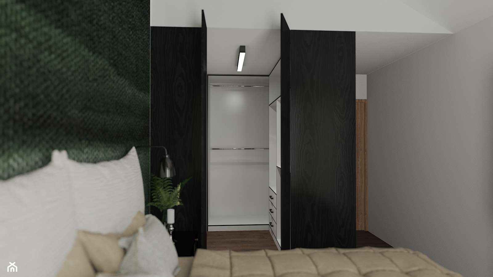 sypialnia z garderobą - zdjęcie od Projektowanie wnętrz Dobry Plan - Homebook