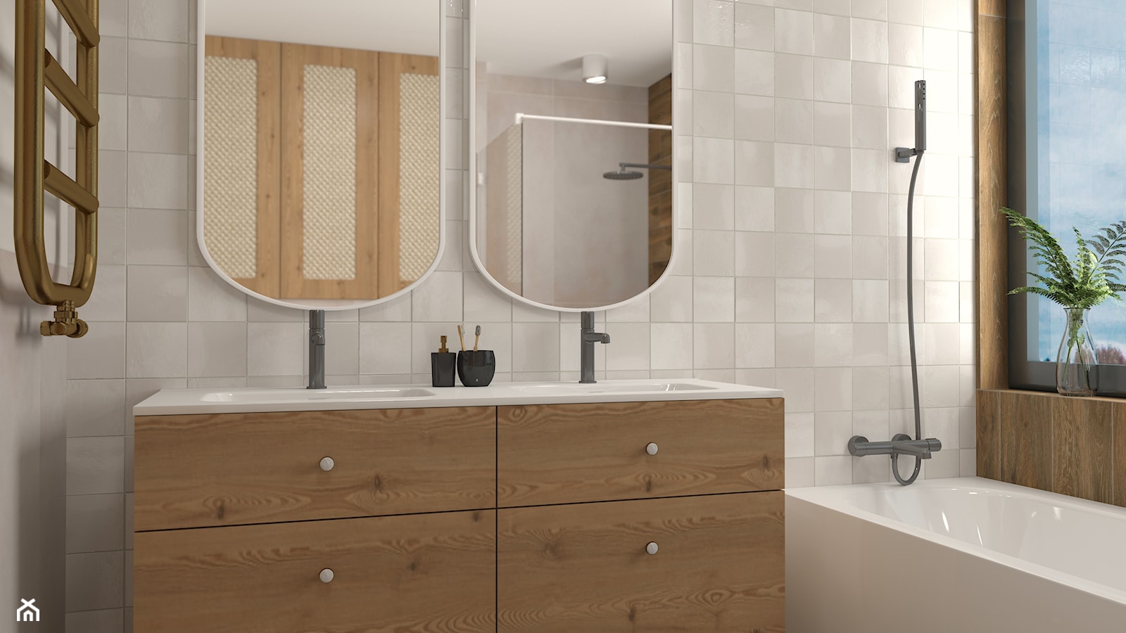 Łazienka z dwoma umywalkami - zdjęcie od Projektowanie wnętrz Dobry Plan - Homebook