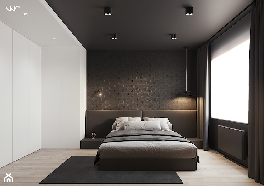 Czarno - biała sypialnia - zdjęcie od WR projekt
