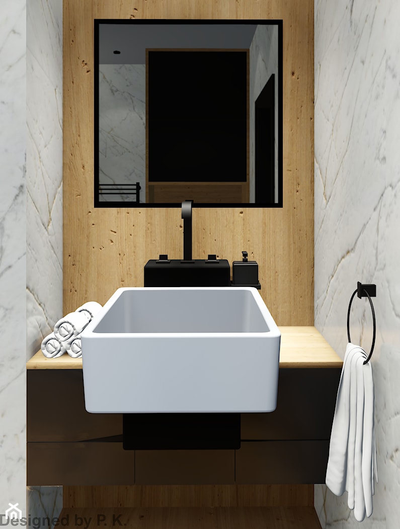 Mała łazienka w drewnie - zdjęcie od Bohema Studio - Paulina Krasowska - Homebook