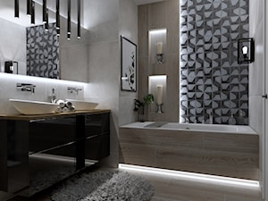 Klimatyczna łazienka z drewnem - zdjęcie od Galeria Wnętrz Accero