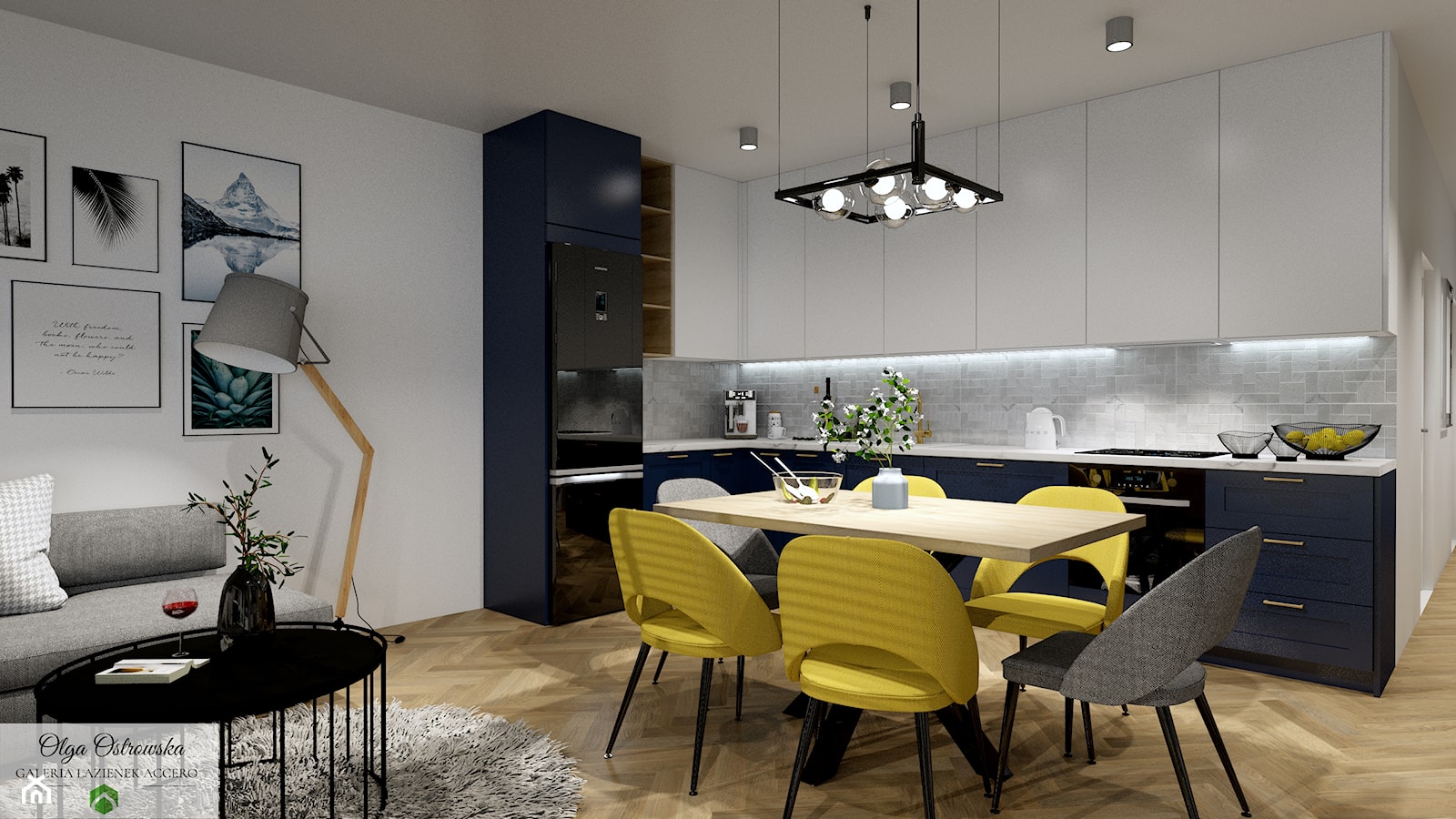 Kuchnia połączona z jadalnią i salonem – modna kuchnia 2020 roku - zdjęcie od Galeria Wnętrz Accero - Homebook