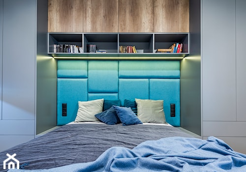 Mieszkanie w Kołobrzegu 02 - Mała niebieska sypialnia, styl nowoczesny - zdjęcie od JSM Architektura Wnętrz