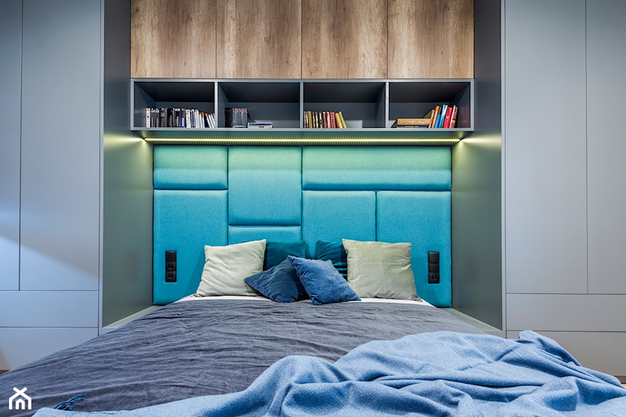 Mieszkanie w Kołobrzegu 02 - Mała niebieska sypialnia, styl nowoczesny - zdjęcie od JSM Architektura Wnętrz