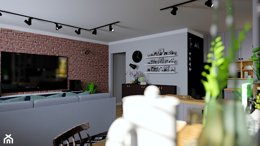 Mieszkanie dla Singla - Salon, styl industrialny - zdjęcie od Malooka Studio