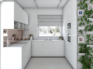 Białe wnętrza z elementami miedzianymi - Salon - zdjęcie od DNA architekci