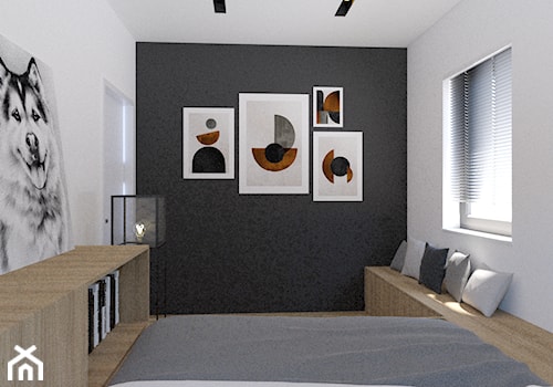 Mieszkanie w ciemnych barwach - Sypialnia, styl minimalistyczny - zdjęcie od DNA architekci