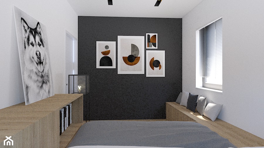 Mieszkanie w ciemnych barwach - Sypialnia, styl minimalistyczny - zdjęcie od DNA architekci