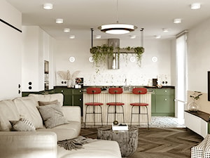 Zielona kuchnia - Salon, styl nowoczesny - zdjęcie od sadowska-interiors
