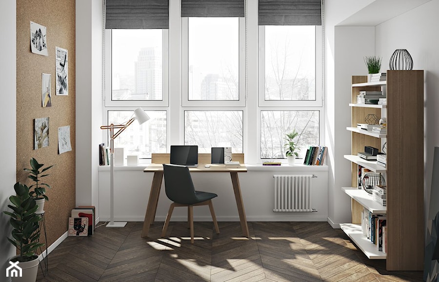 Małe białe biuro, styl skandynawski - zdjęcie od sfmeble.pl