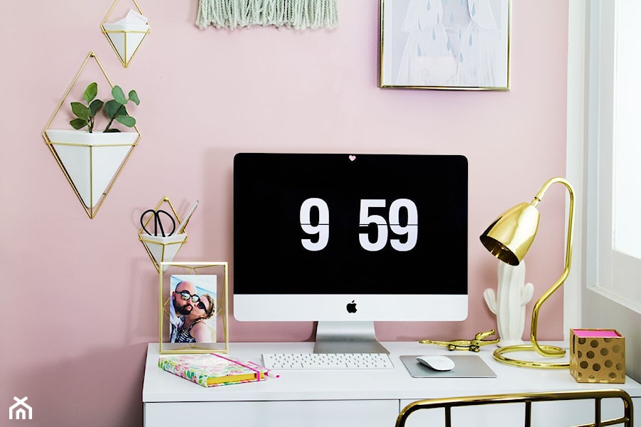 Małe różowe szare biuro, styl nowoczesny - zdjęcie od sfmeble.pl