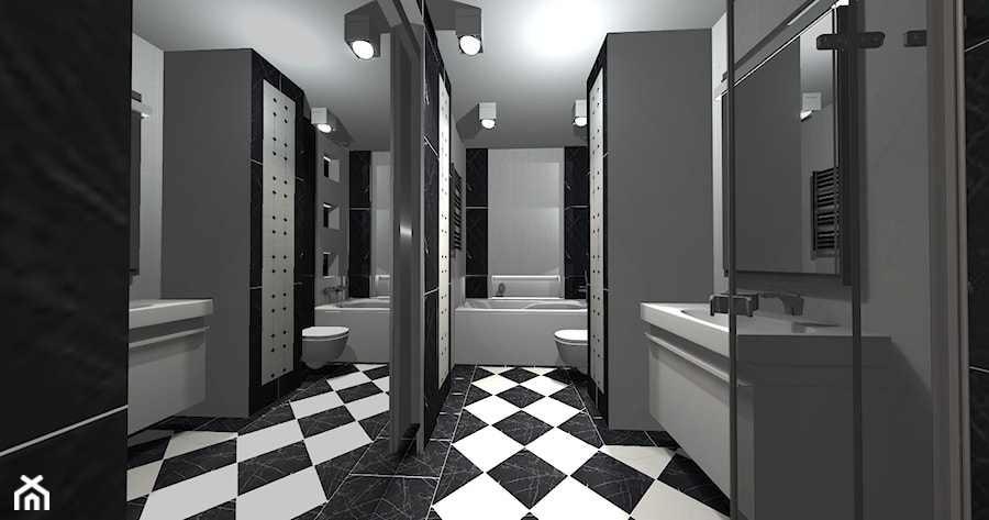 Czarno-biała łazienka - Łazienka, styl nowoczesny - zdjęcie od Murla Design