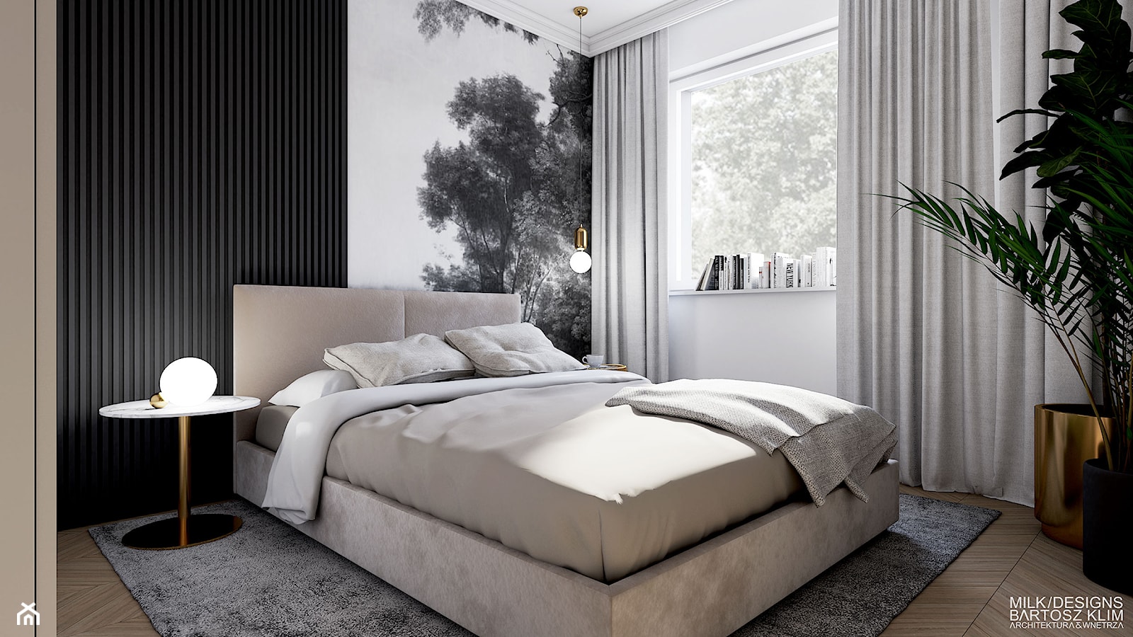 Luksusowe mieszkanie w kobiecym stylu - sypialnia. - zdjęcie od MILK/DESIGNS ARCHITEKTURA&WNĘTRZA - Homebook