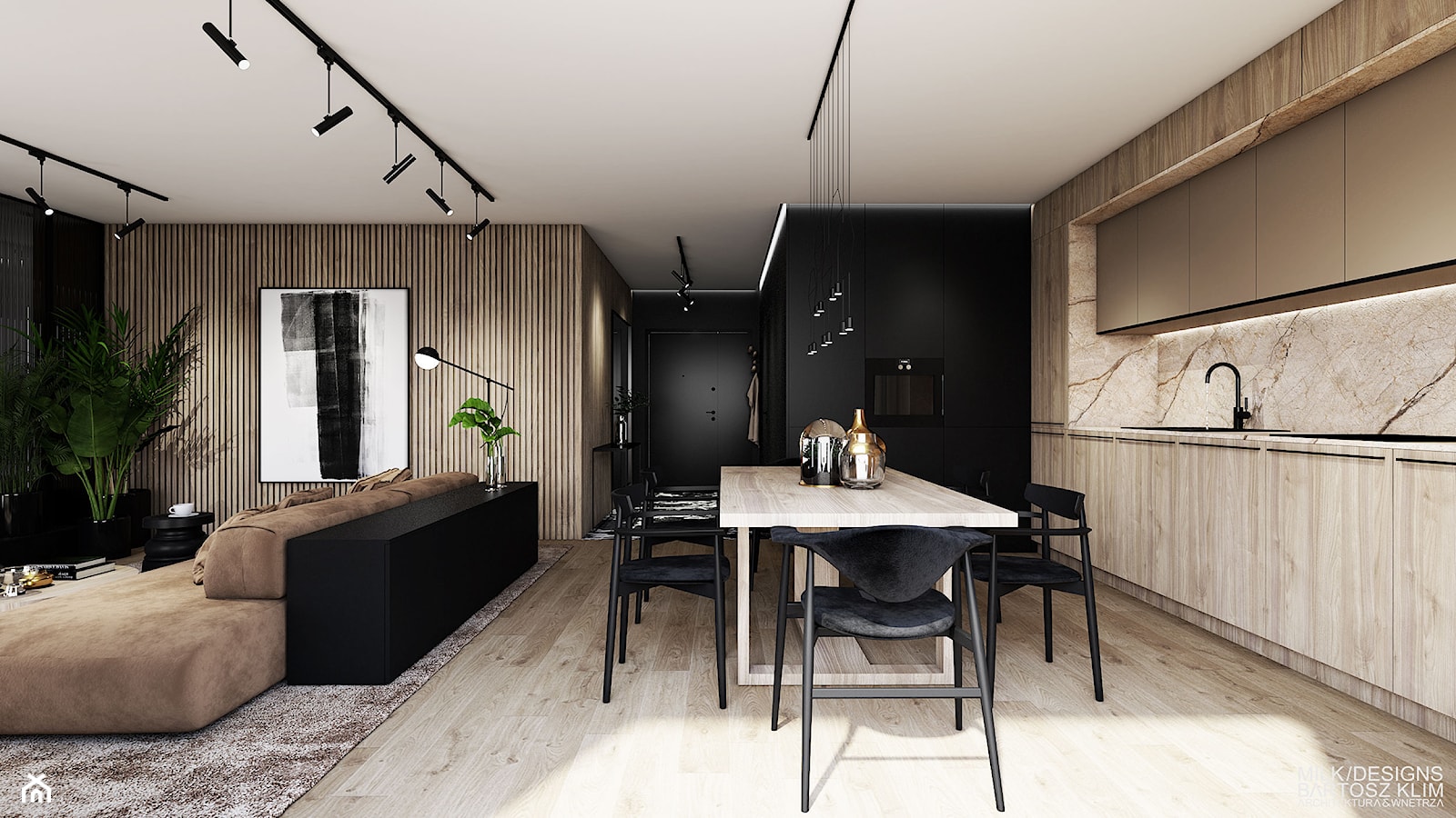Projekt wnętrza nowoczesnego apartamentu. - zdjęcie od MILK/DESIGNS ARCHITEKTURA&WNĘTRZA - Homebook