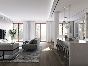Apartament w stylu nowojorskim - strefa dzienna. - zdjęcie od MILK/DESIGNS ARCHITEKTURA&WNĘTRZA