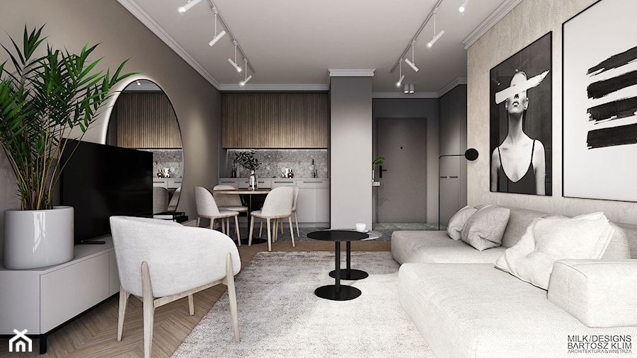 Luksusowe mieszkanie w kobiecym stylu - salon. - zdjęcie od MILK/DESIGNS ARCHITEKTURA&WNĘTRZA